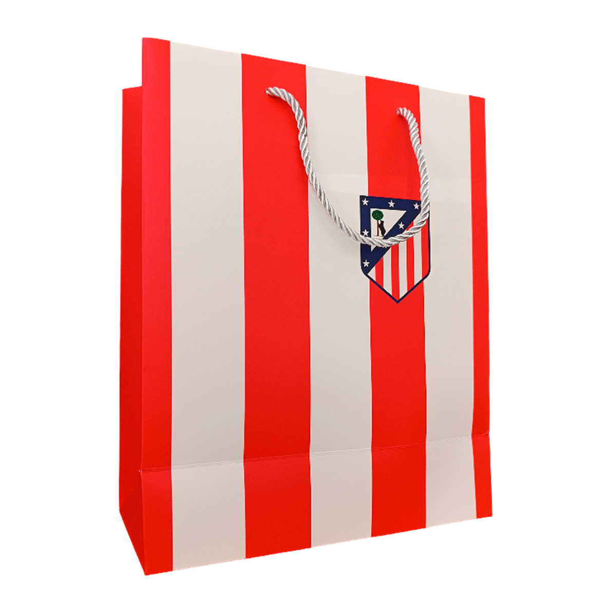 Large gift bag jersey red and white stripes with crest 30x12x40 cm image number null